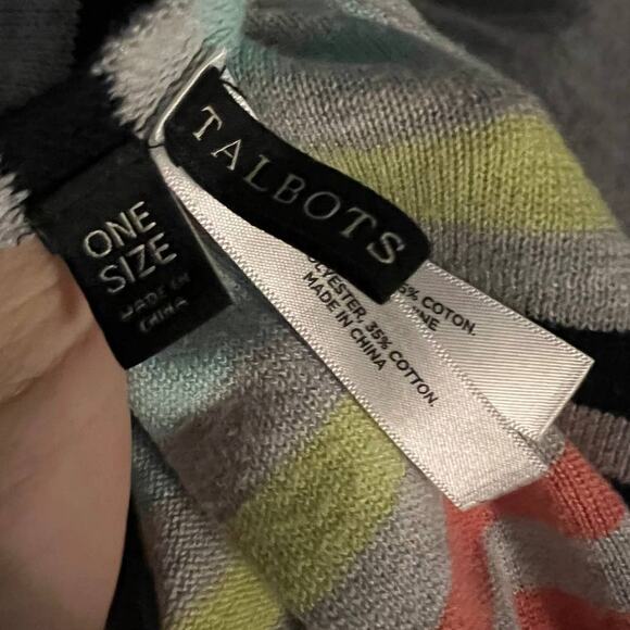 Talbots Striped Cape Poncho – One Size, Classic Cozy Layer - Picture 5 of 11